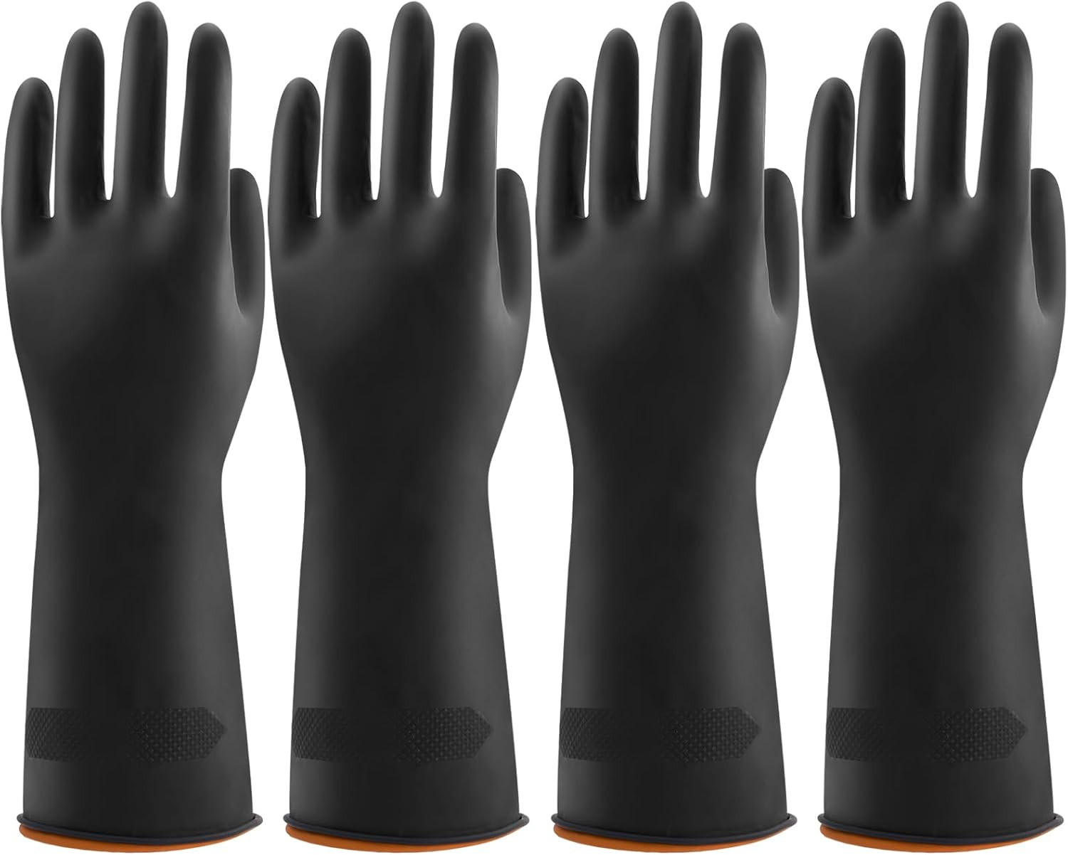 4 Pairs Black Rubber Dishwashing Gloves – Reusable Cleaning Gloves for Kitchen,