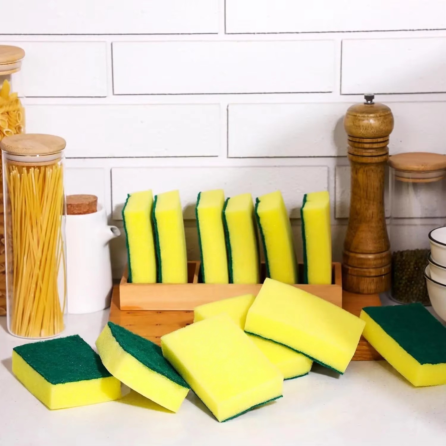 15/30 Pack Kitchen Cleaning Sponges Scourers Washing Up Non-Scratch for Dish Pad