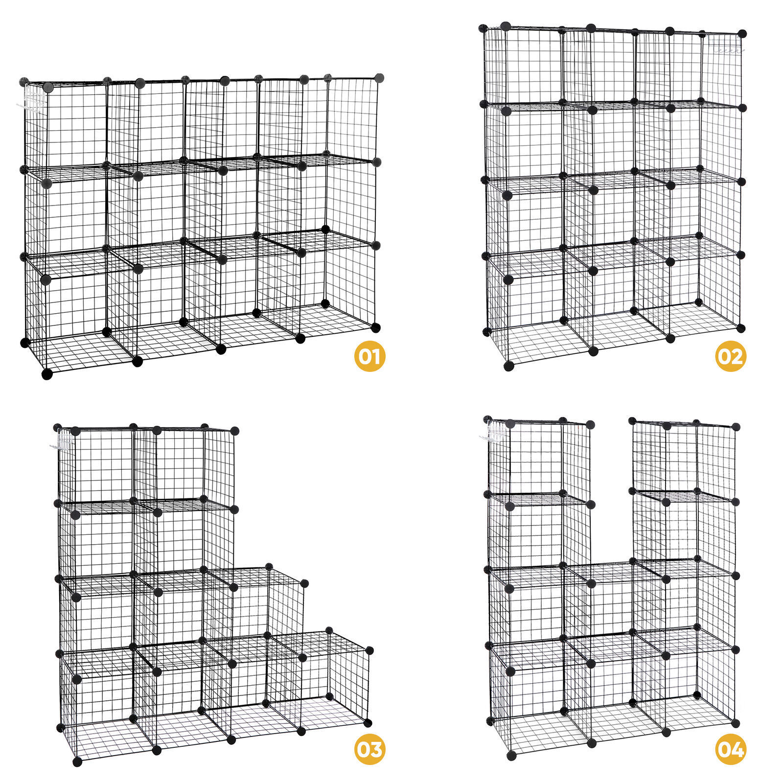12-Cube Wire Cube Storage Organizer Shelving Wire Shelves Rack Modular Bookshelf