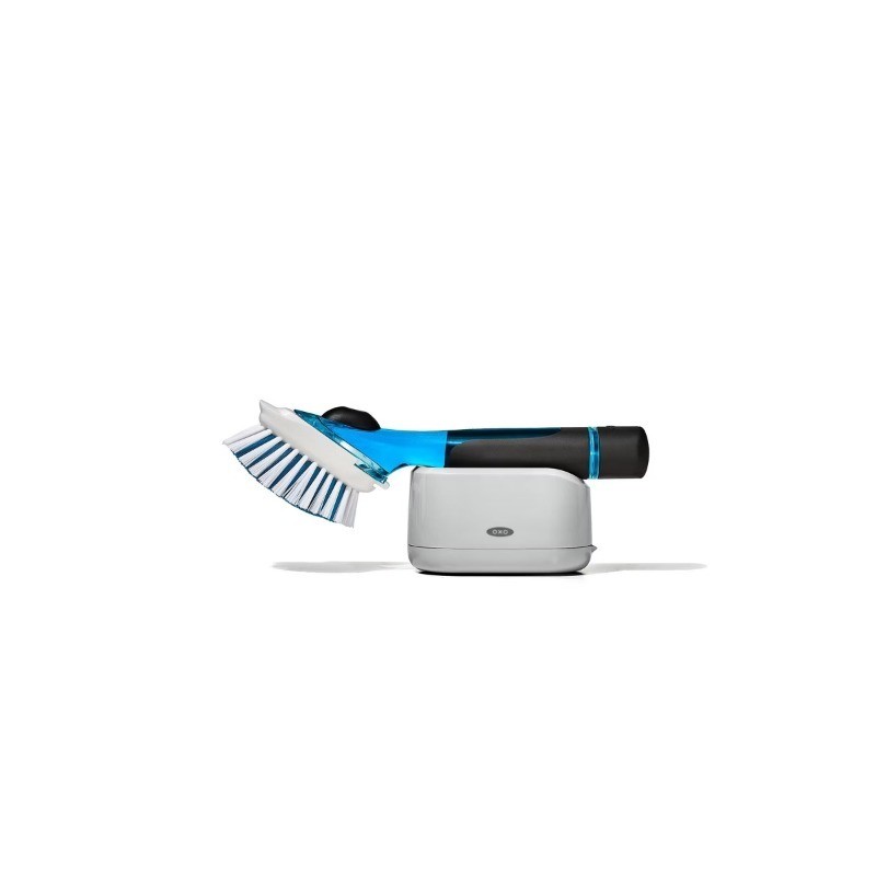 Soap Dispensing Dish Brush Storage Set: Nylon Scrub Brush