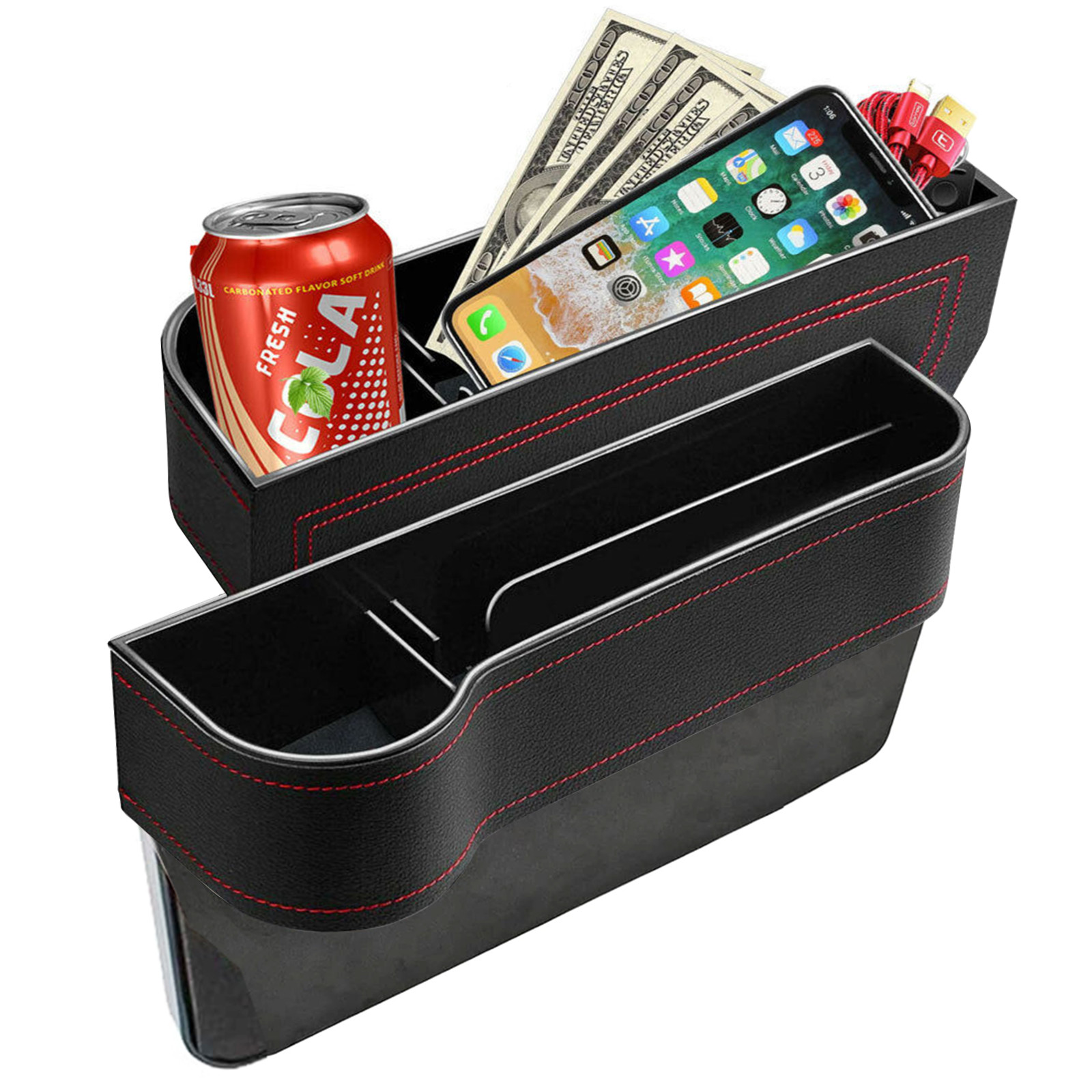 Car Seat Gaps Filler Leather Multifunctional Accessories with Storage Organizer