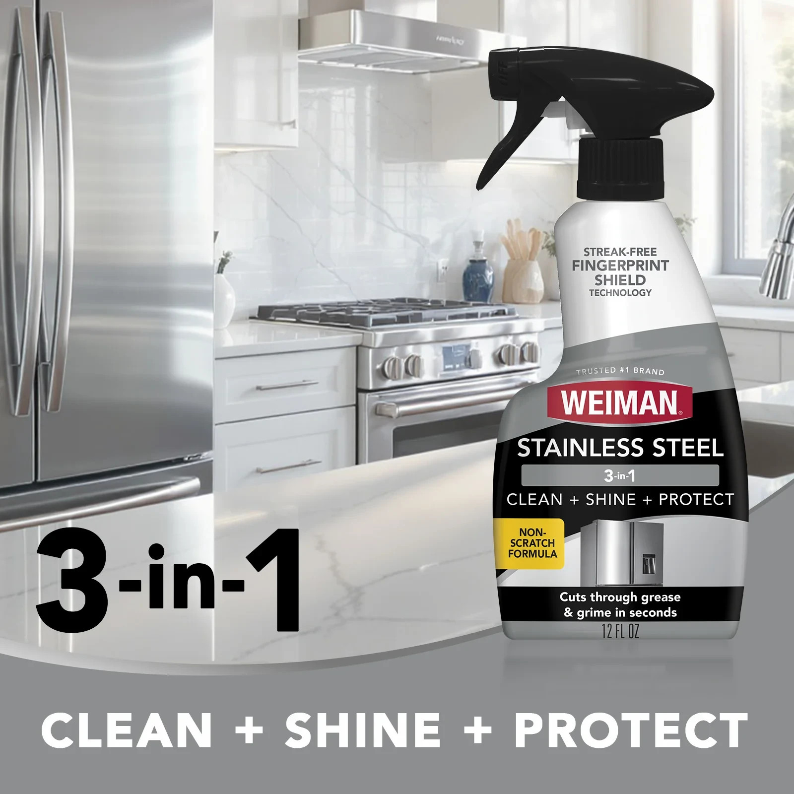 Weiman Stainless Steel Cleaner & Polish Trigger Spray, 12 fl oz