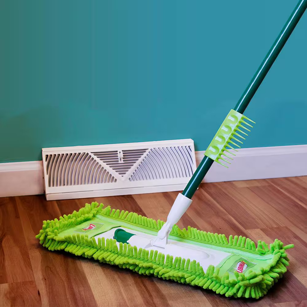 18 In. Microfiber Fingers Dust Flat Mop with 2-Piece Handle