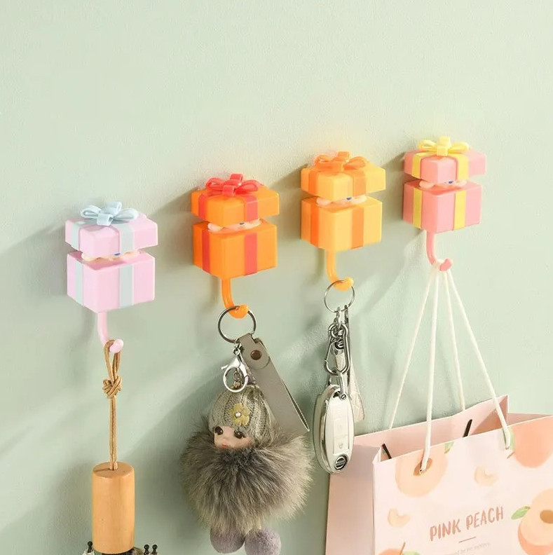 1 pc Adhesive Cartoon Cat Hooks – No-Drill Wall Hangers for Keys, Towels & Bags