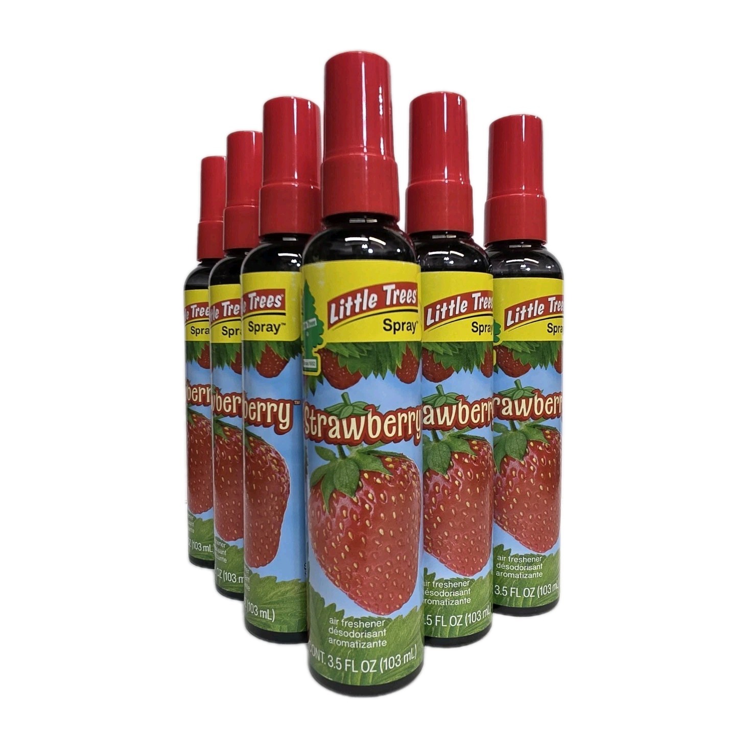 Little Trees 3.5oz Pump Spray Car, Home, Office Air Freshener, Strawberry 6 Pack