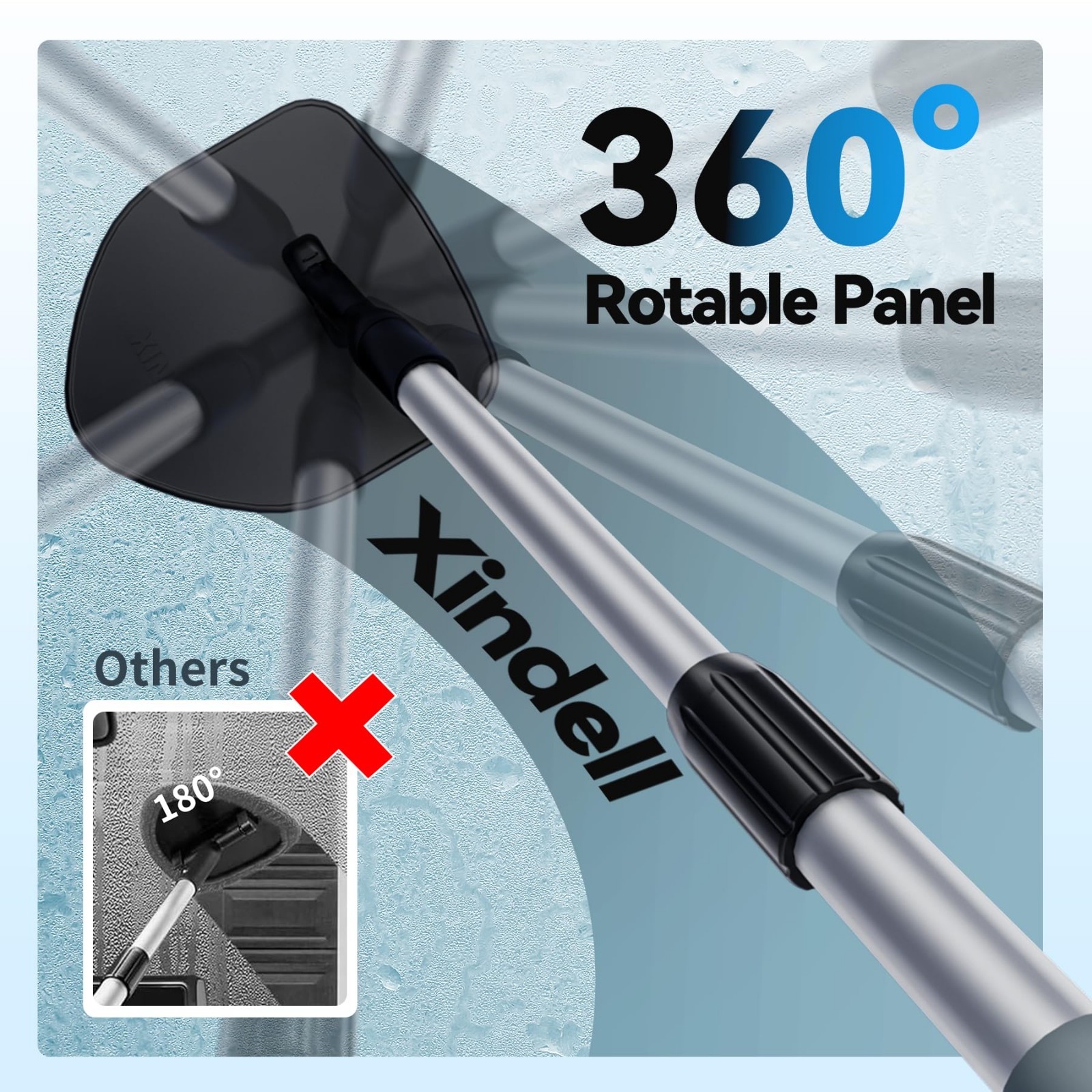 Interior Windshield Cleaner Tool Kit – 4 Reusable Microfiber Pads, Extendable Ha
