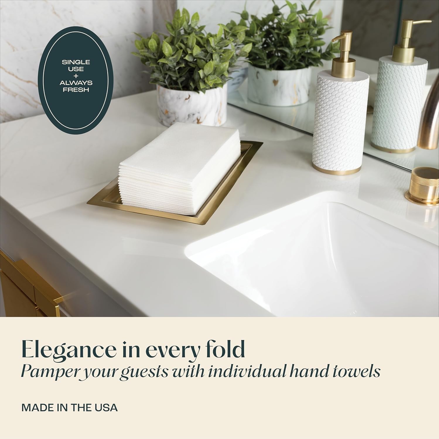 50 Pack Disposable Hand Towels for Bathroom, Linen-Feel Guest Towels | 12×17