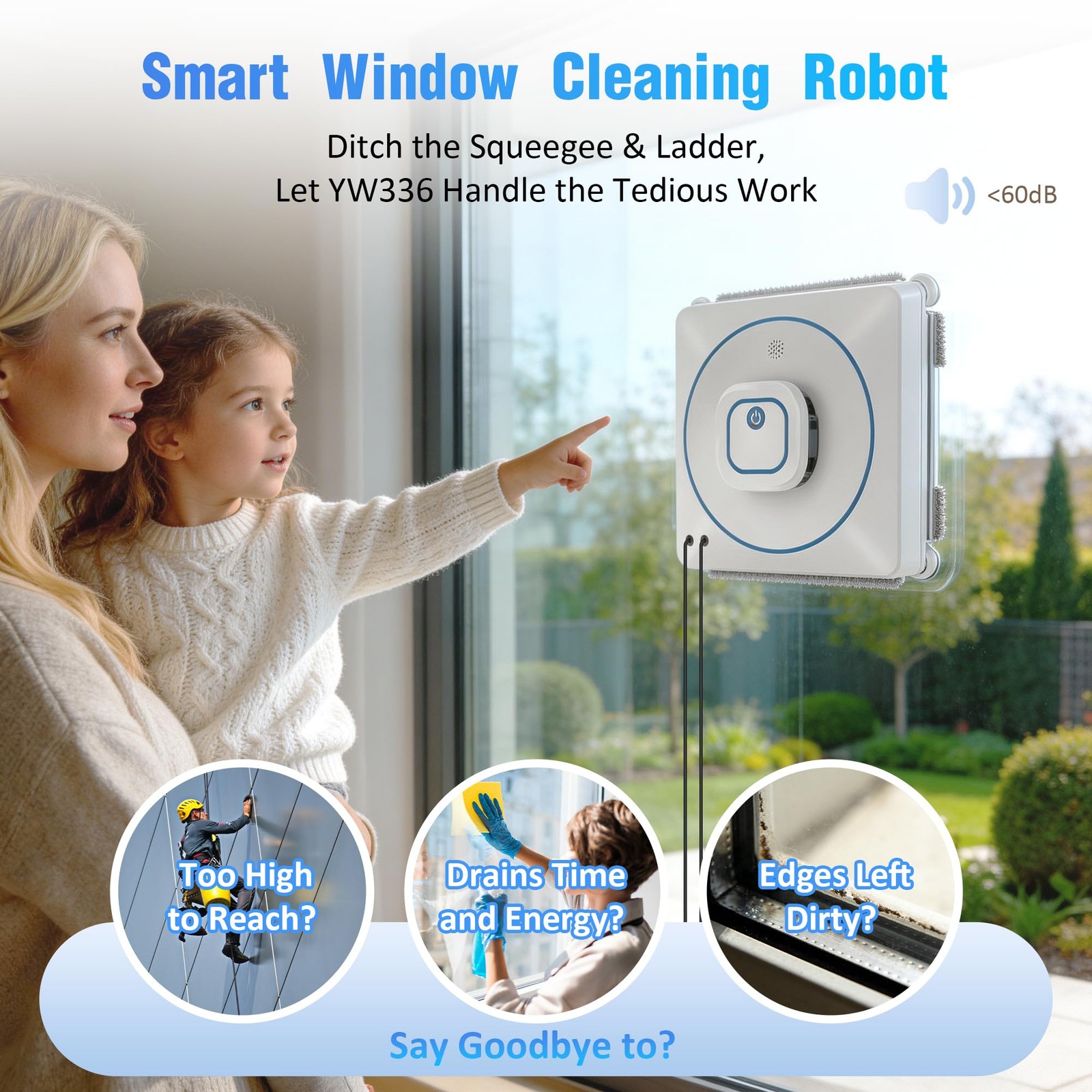 BINMIT Window Cleaner Robot with 4 Cleaning Modes, 8000Pa Suction Dual Direct…