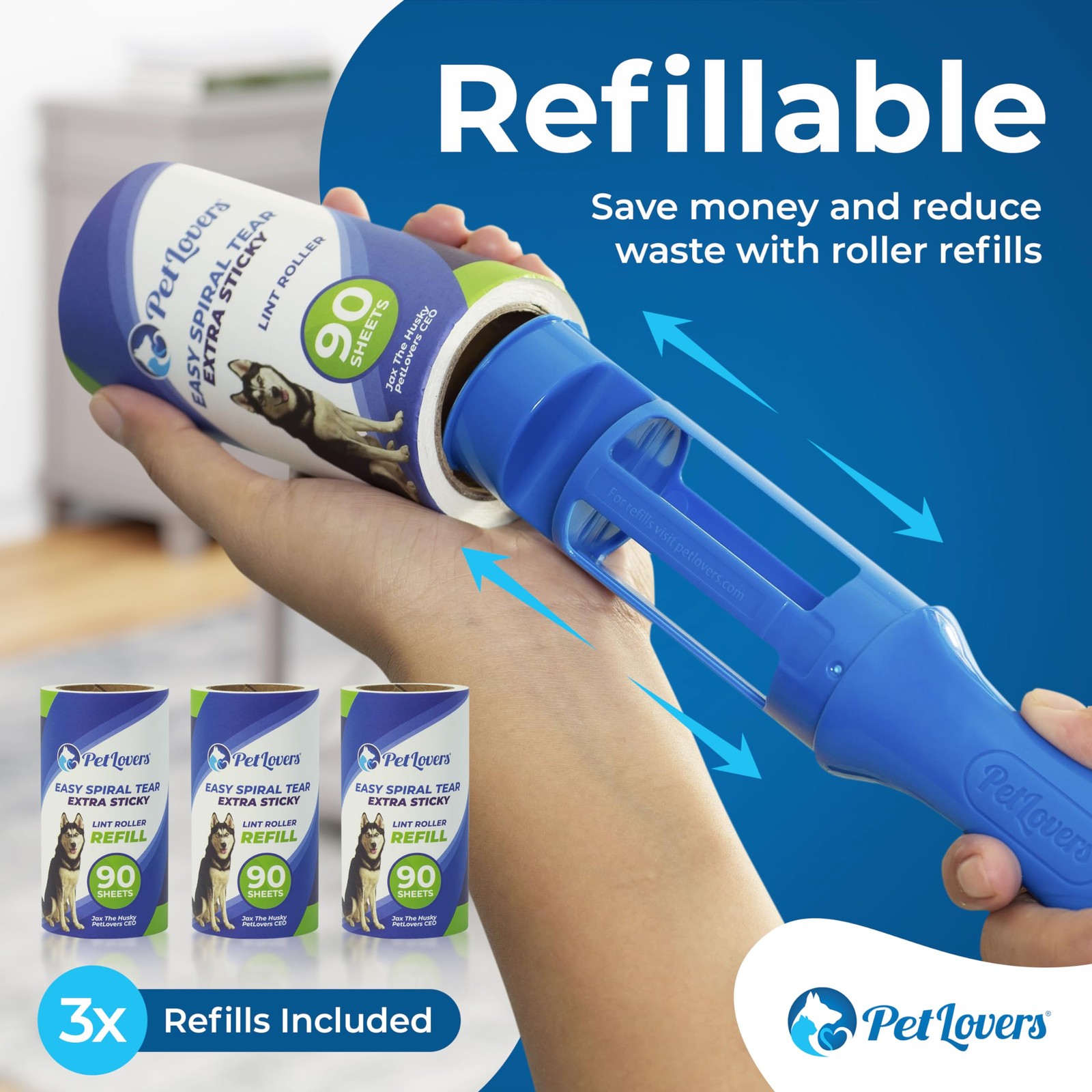 Extra Sticky Lint Roller Mega Value Set 450 Sheets for Pet Hair Removal and C…