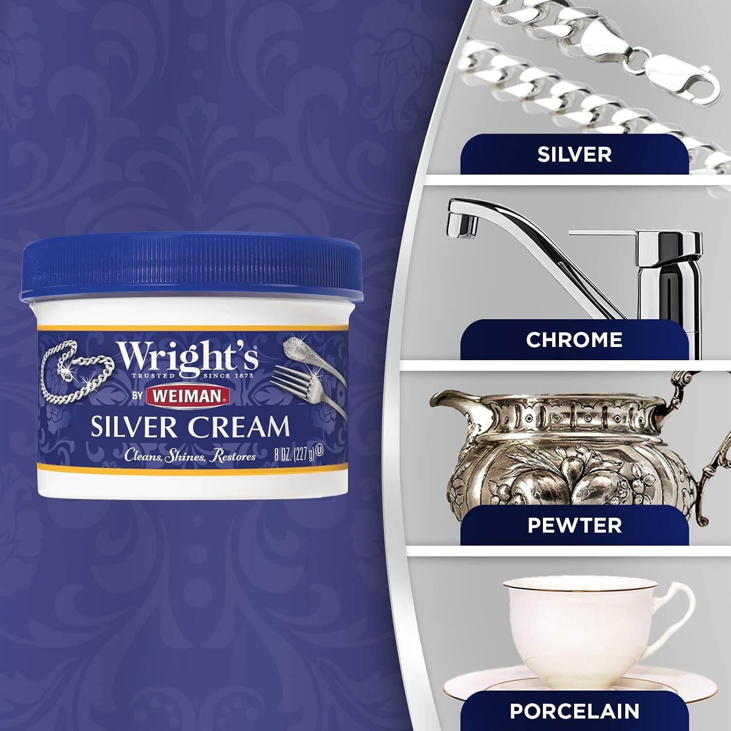 Wright’s Silver Cleaner & Polish Cream 8oz Pack of 2 | Silver Jewelry Cleaner