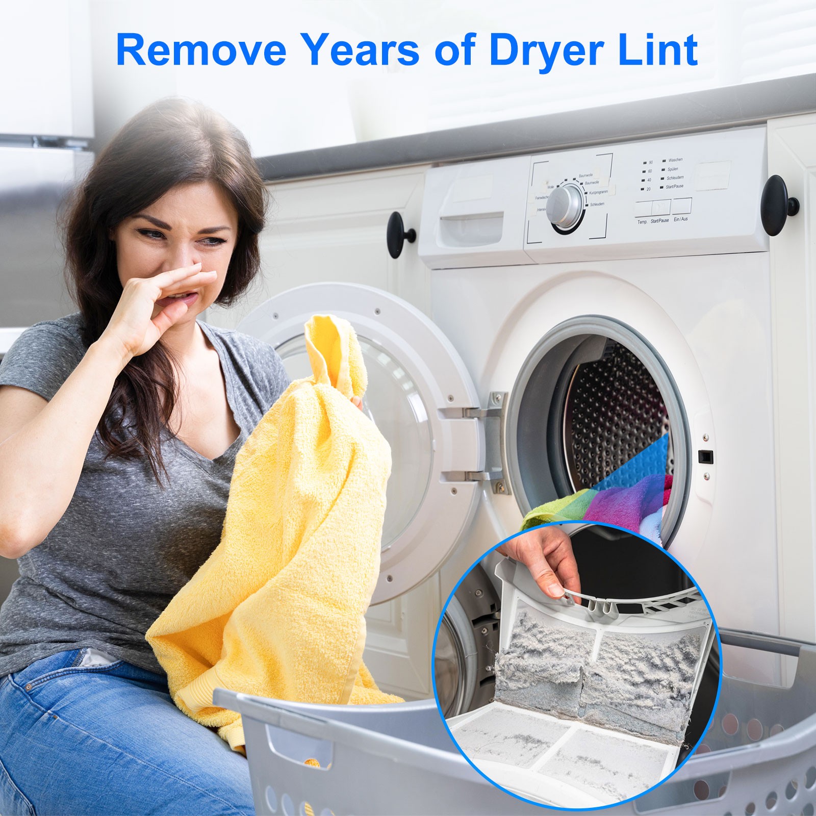 Universal Dryer Vent Cleaner Hose Attachment 38in Flexible Vacuum Lint Removal