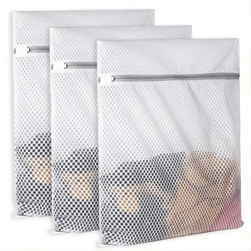 Mesh Laundry Bags for Delicates with Non Rust Zipper- White Laundry Bag