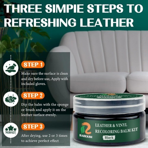 Repair Kit, Recoloring Balm – Restore & Repair Faded Leather on C Color: Black