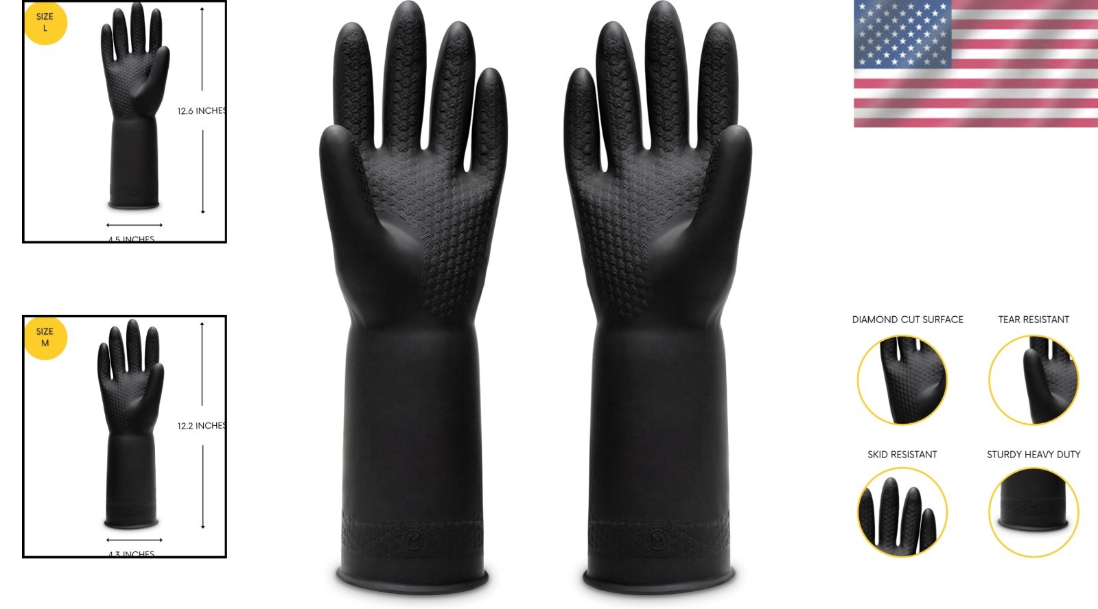 Versatile Extra Thick Rubber Gloves – Ideal for Chemical Handling and Cleaning