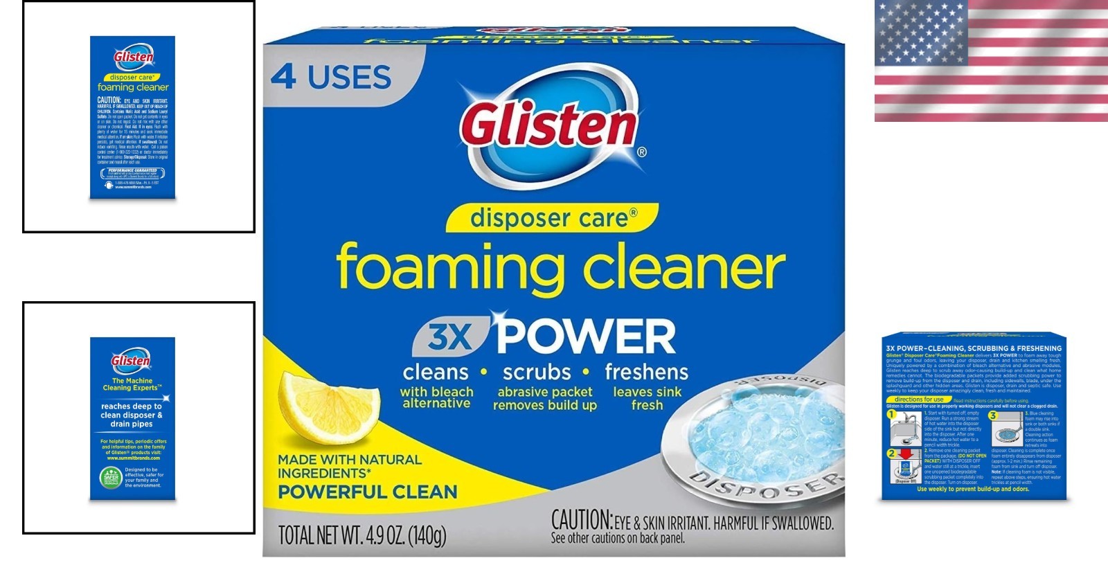 Natural Foaming Odor Eliminator for Disposals – Easy Pack of 4, Lemon Fresh