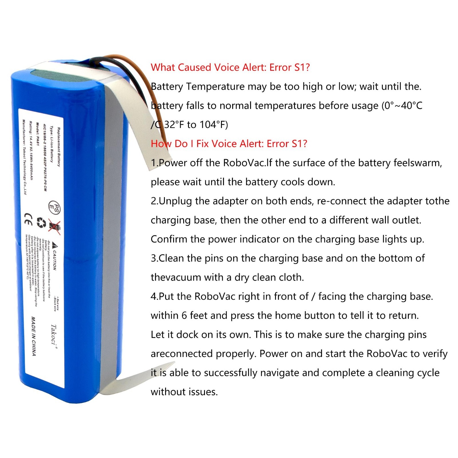 14.4V 6400mAh Li-ion Replacement Battery for Eufy RoboVac X8 Series Robot Vacuum