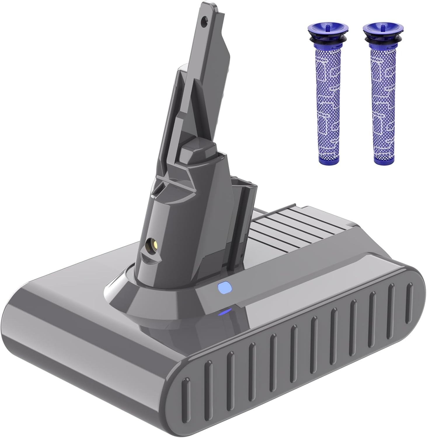 Battery replacement compatible with cordless vacuum cleaner batteries.