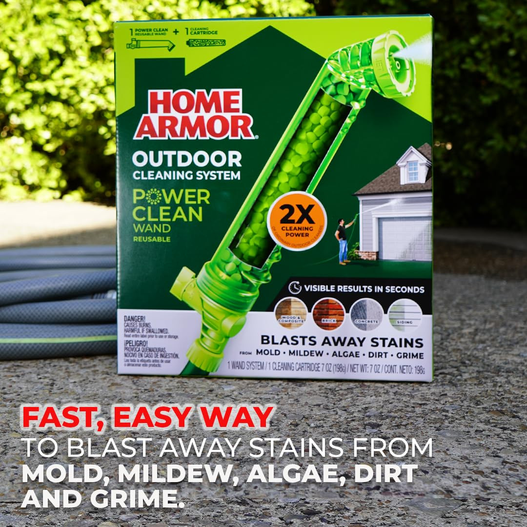 Home Armor Power Clean Wand, Outdoor Cleaning System, Blasts Away Stains from Mo