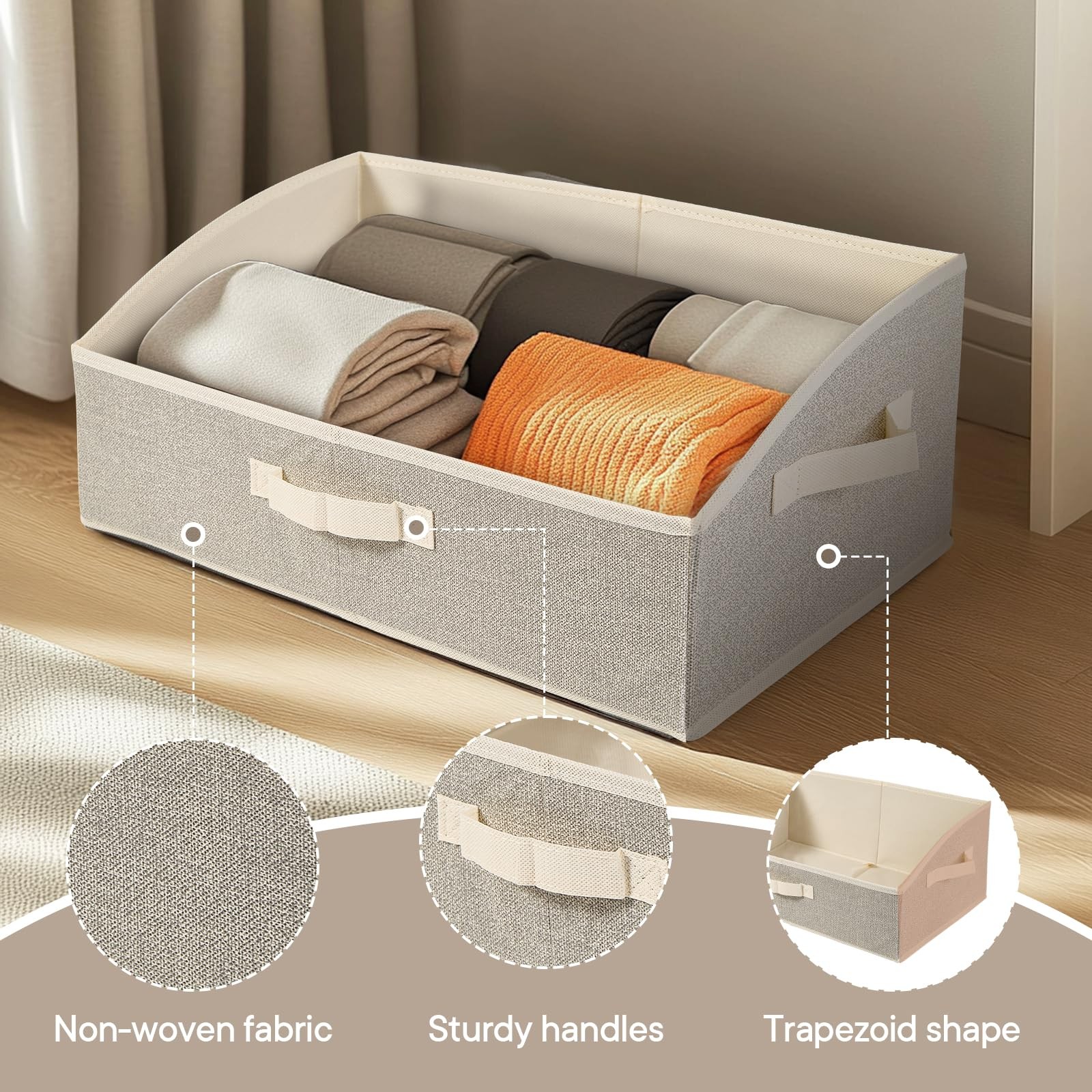 3 PCS Fabric Trapezoid Storage Bins 20x11x8 Inch Foldable Shelf Organizer