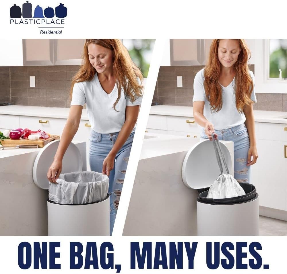 Plasticplace 18 Gallon White Trash Bag, 2.0 Mil, 25.5” x 28” (80 Count)