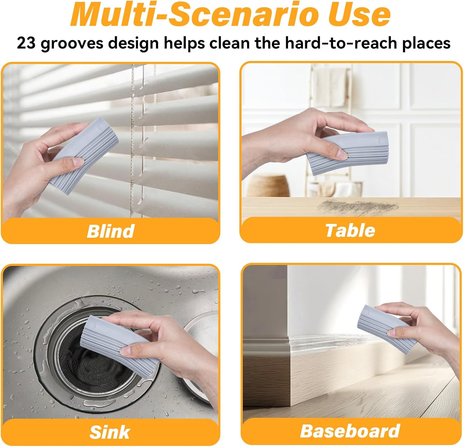 2-Pack Damp Duster Sponge for Clean, Magic Sponge Eraser Baseboard Cleaner Tool,