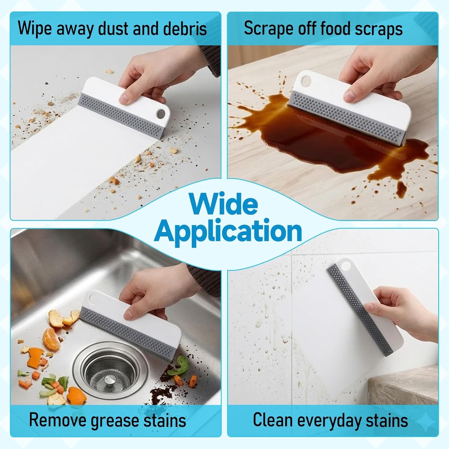 2 PCS All-Purpose Small Rubber Squeegee, Soft Silicone Mini Squeegee for Shower