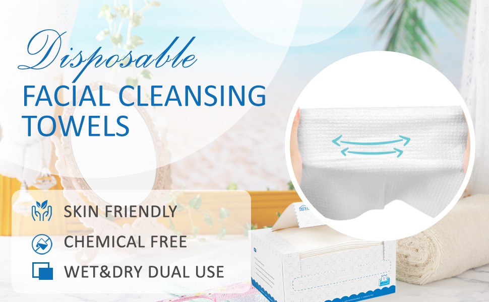 Face Towels, Disposable Face Towelette, Biodegradable Makeup Remover Dry Wipes