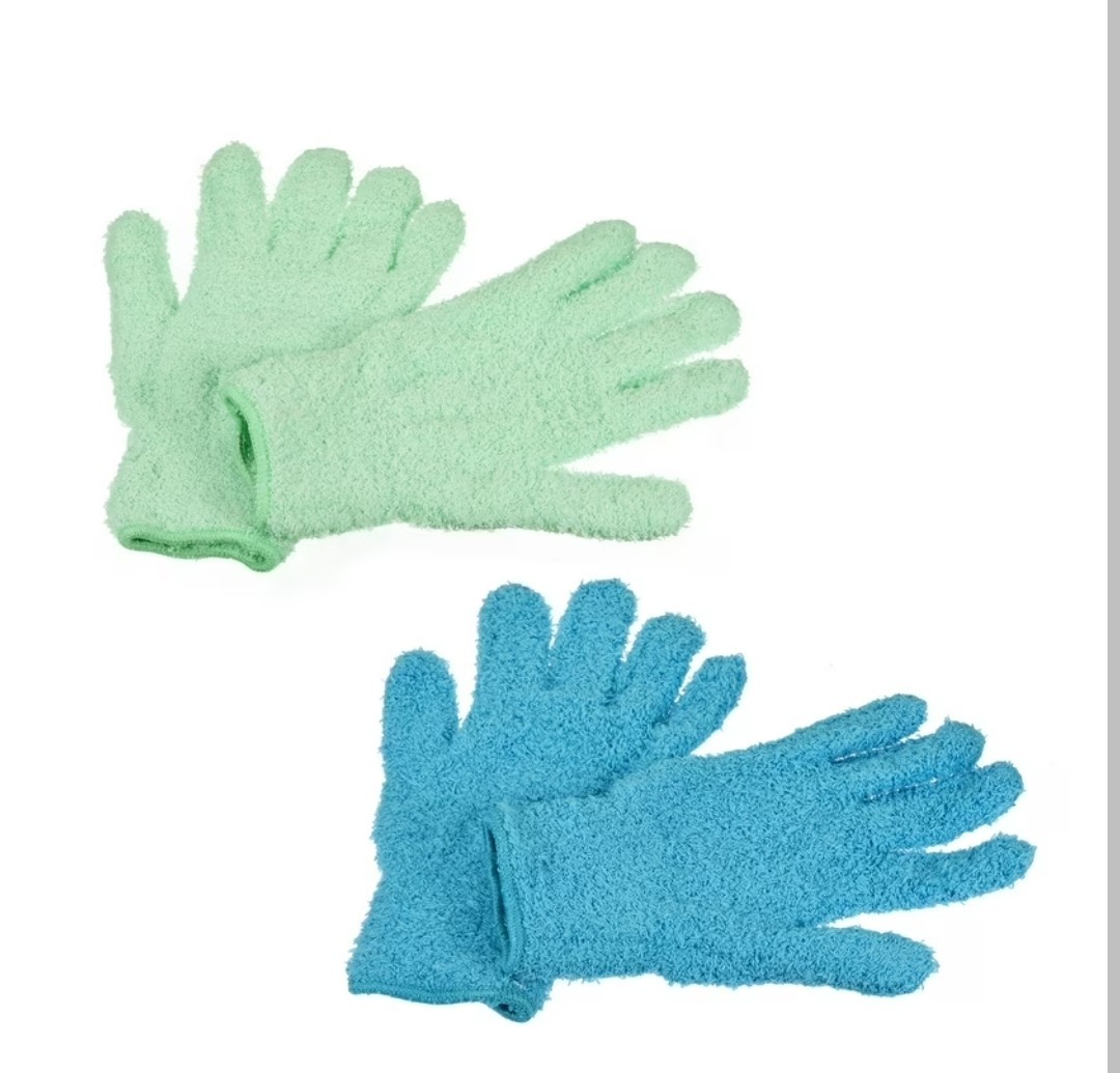 Unique Bargains Dusting Cleaning Gloves Microfiber Mittens Blue, Mint Green