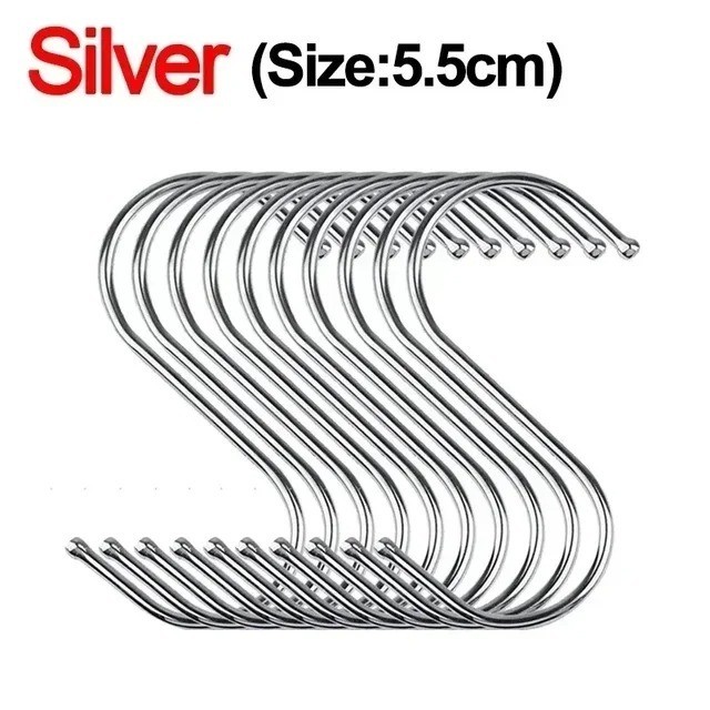 10-50pc Stainless Steel S Hooks Kitchen Meat Pan Utensil Clothes Hanger Hanging