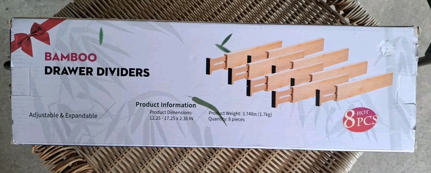 Bamboo Drawer Dividers Expandable Adjustable 8 Pack 12.25 – 17.25 × 2.36 inches