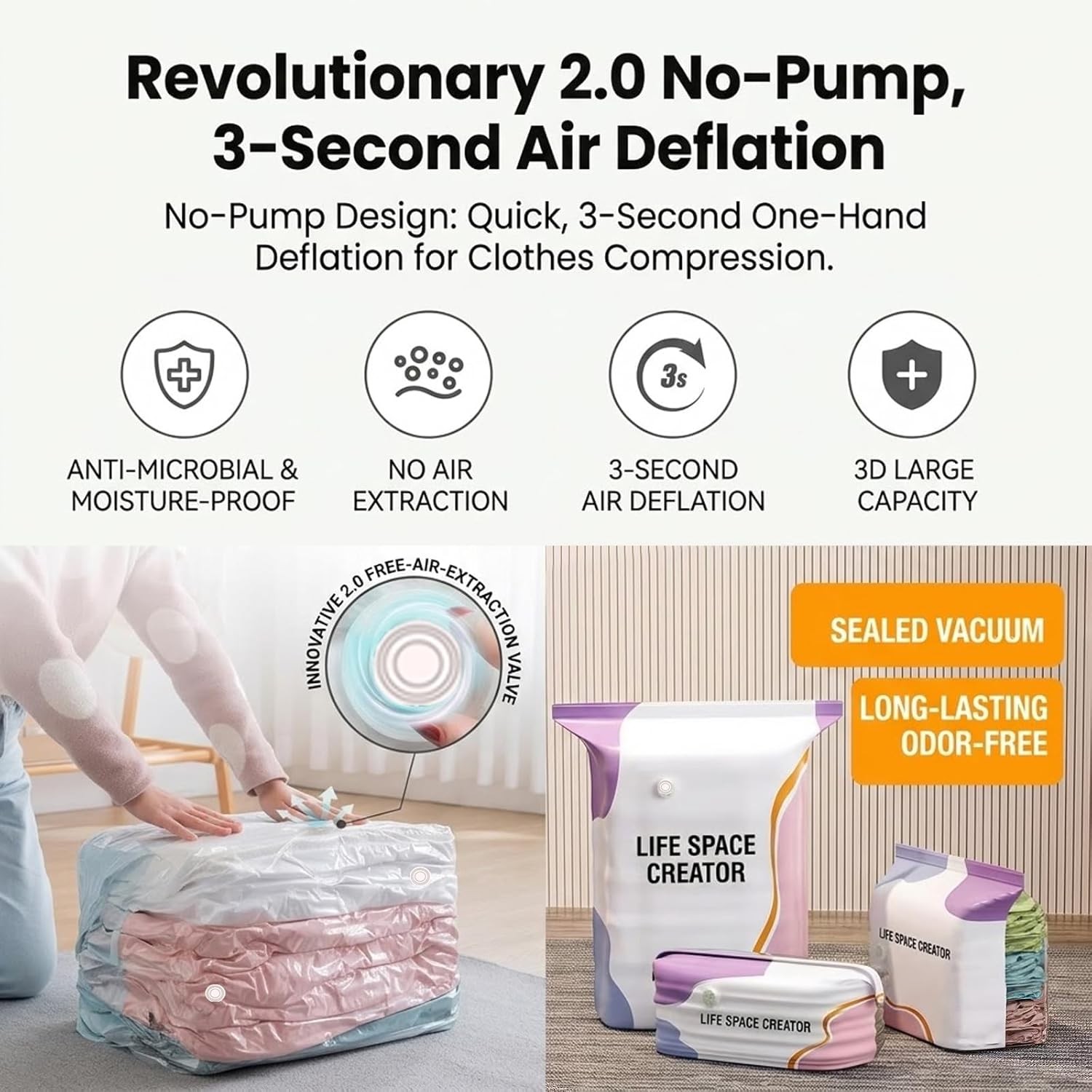 No Pump 3D Vacuum Storage Life Space Creator Better Life Space Bags for Clothes