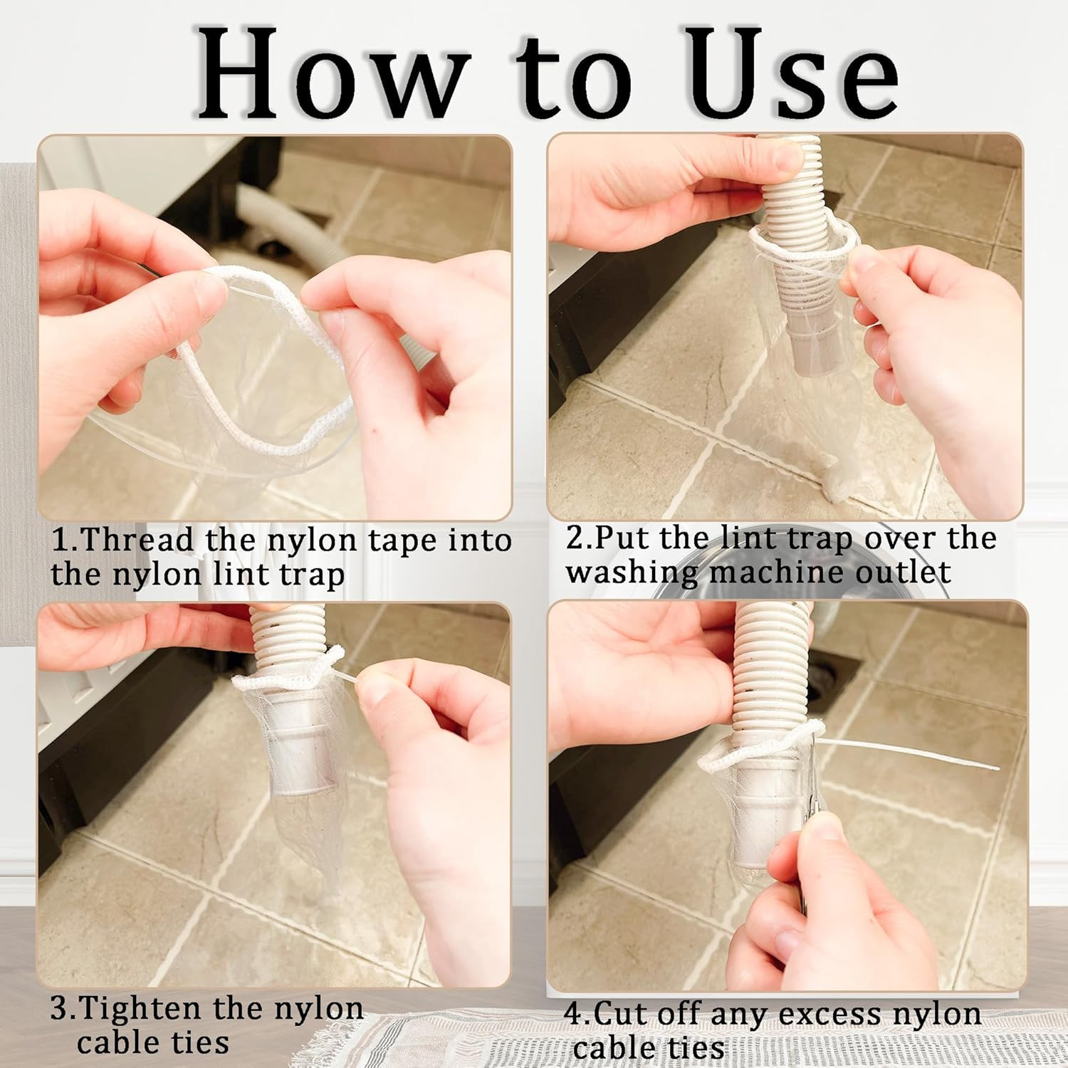 150 Pack Lint Traps for Washing Machine Hose – Washer Hose Lint Catcher Laund…