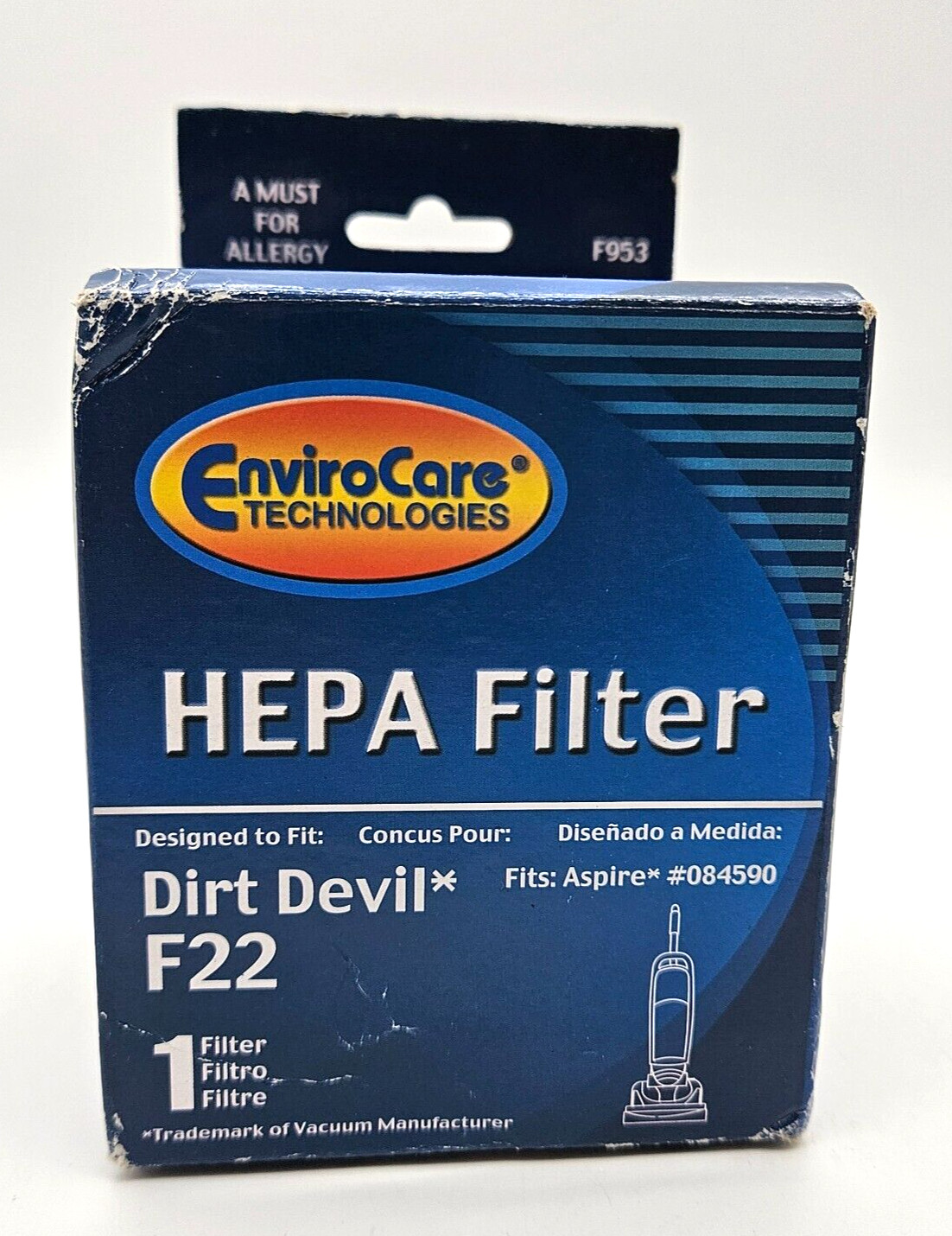 1 Dirt Devil F22 HEPA Allergen Vacuum Filter F953 Fit Aspire # 084590