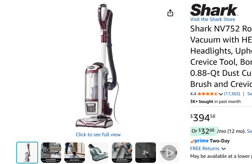 Shark NV752 Rotator Powered Lift-Away TruePet Upright Vacuum Large Dust Cup Cap