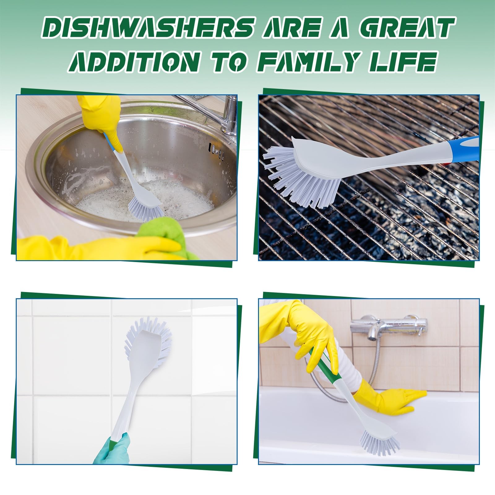 Hsei 20 Pcs Blue and Green Kitchen Scrub Dish Brush Bulk with 11 Inch Anti Sl…