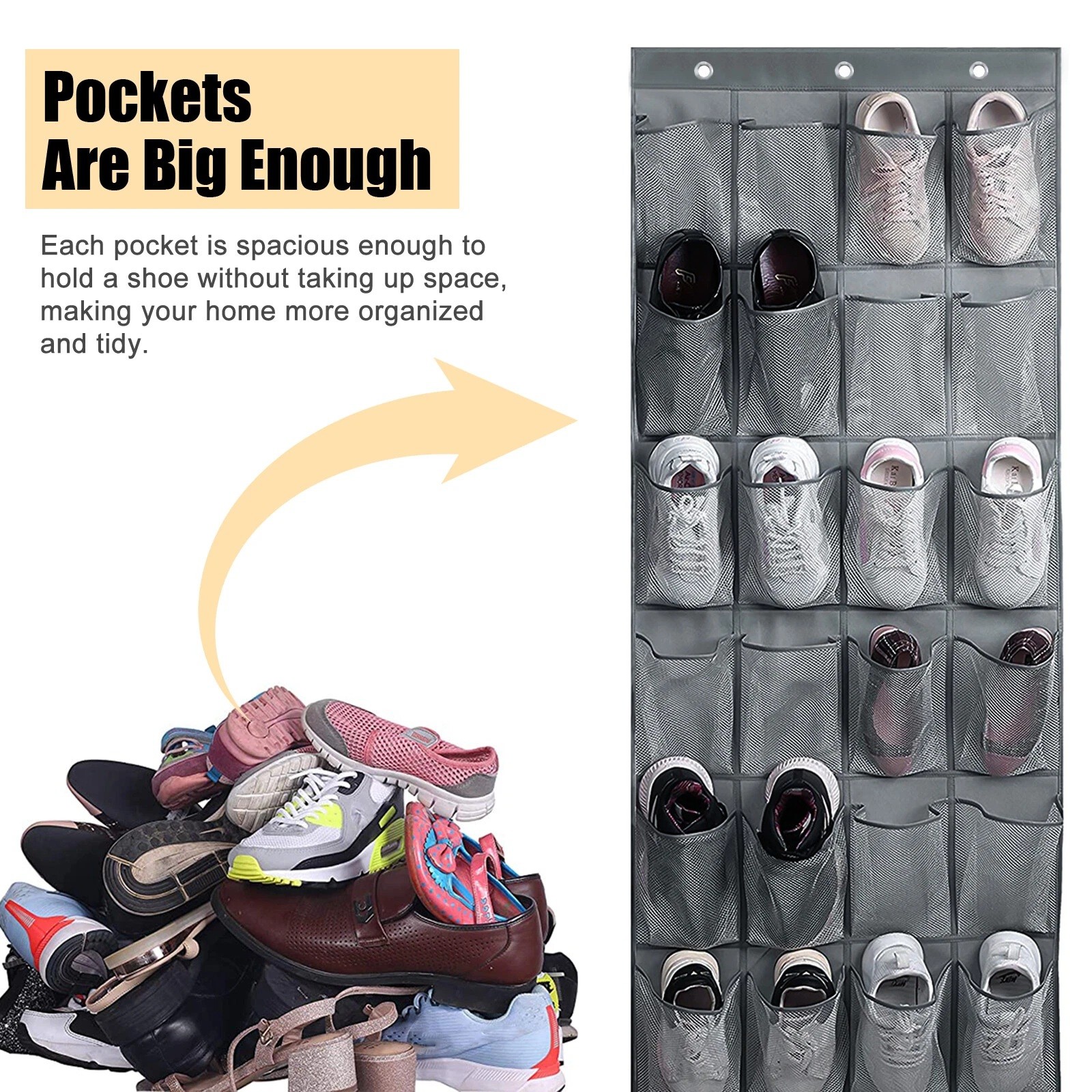 28 Pocket Over Door Shoe Organizer Rack Hanging Storage Holder Hanger Bag Closet