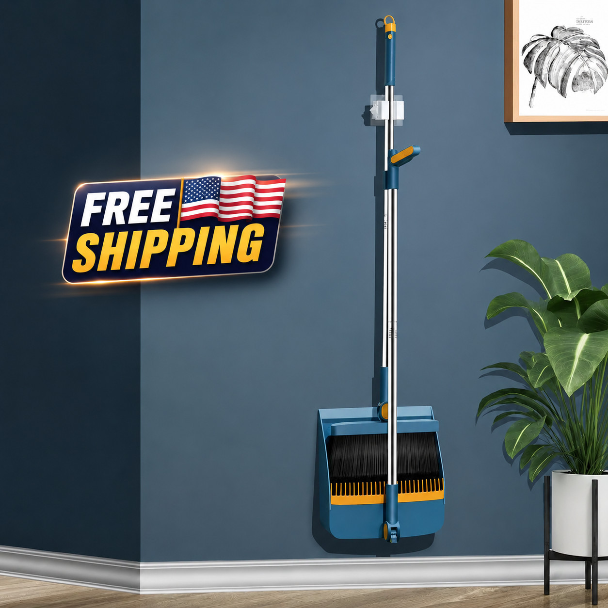 3 in 1 Broom and dustpan set Long Handle Cleaning Kit for Home & Office USA