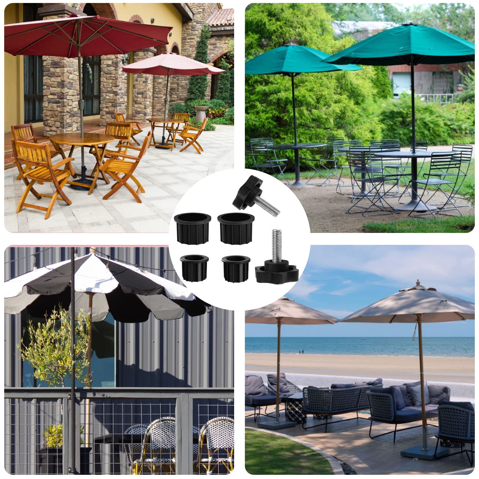 6 Pcs Umbrella 2.5 inches (W) x 3.5 (L) x 0.25 (H), Black 6