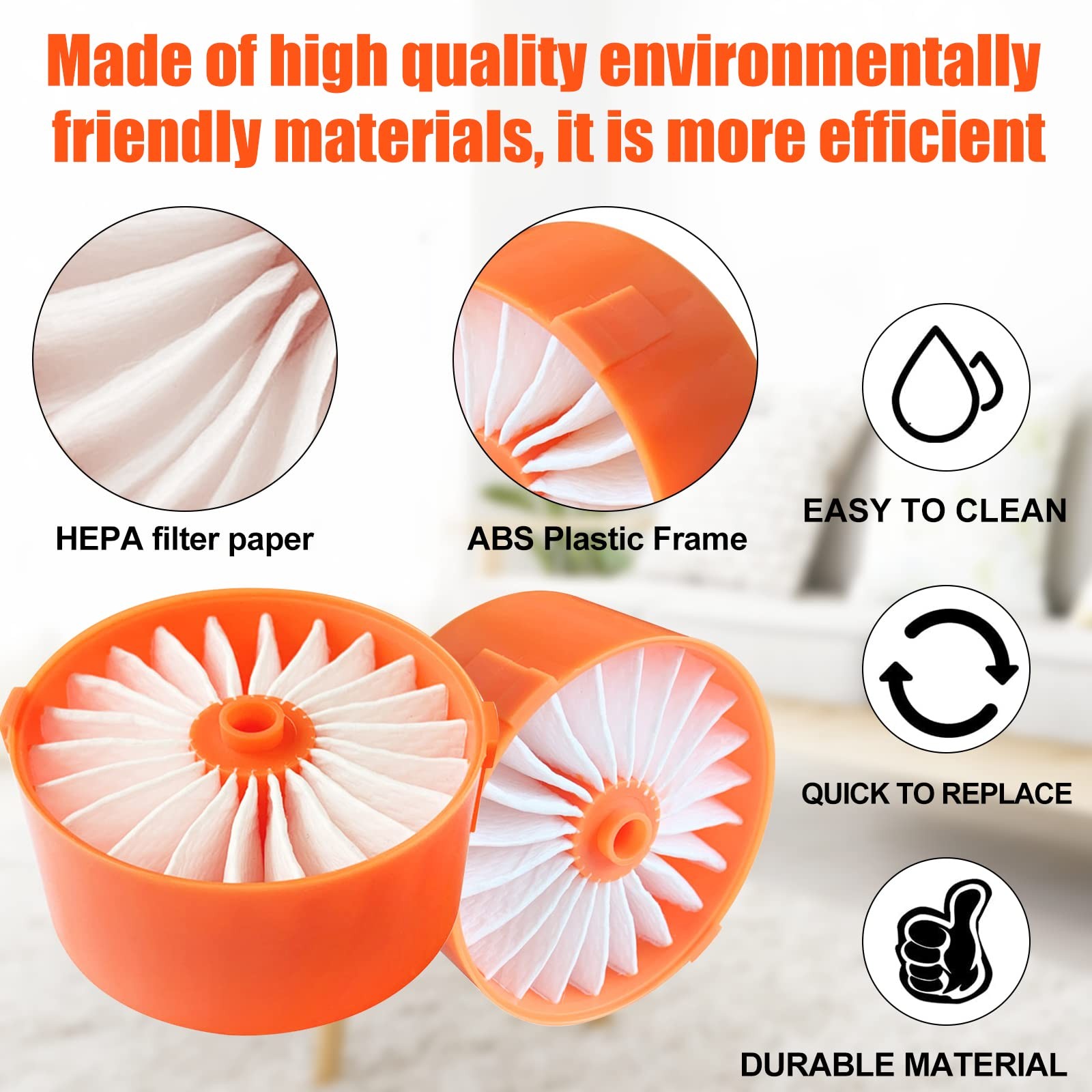 4 Pack Filter Element for Black + Decker BSV2020G Wireless Vacuum Cleaner