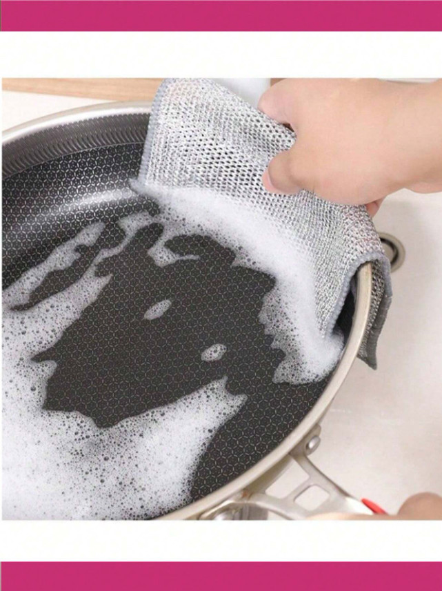 10pcs Non-Scratch Steel Wool Dishcloths – Reusable Kitchen Scrubbing Pads-NEW