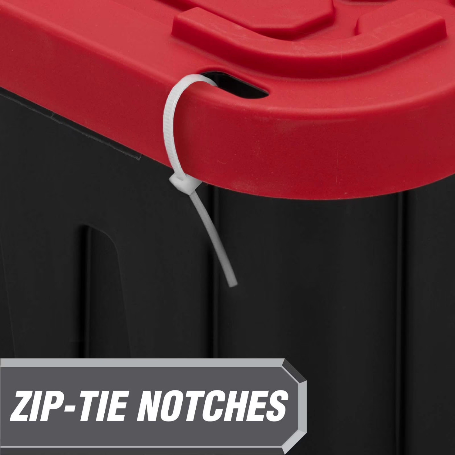 6 Pack Hyper Tough 27 Gallon Snap Lid Storage Bin Black Red Lid Heavy Duty