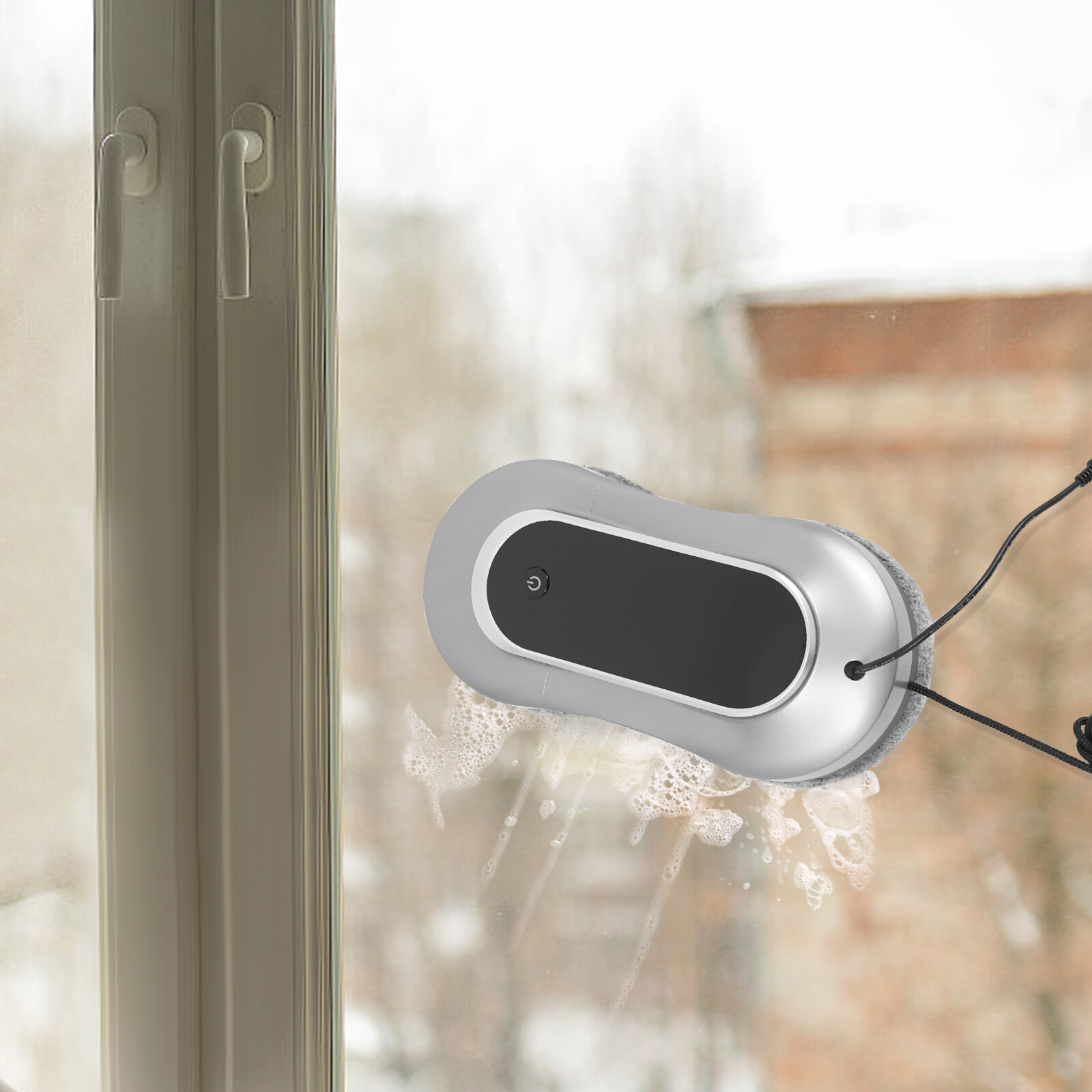 80W Bilateral Ultrasonic Nozzles Remote Silver-gray Smart Window Cleaning Robot