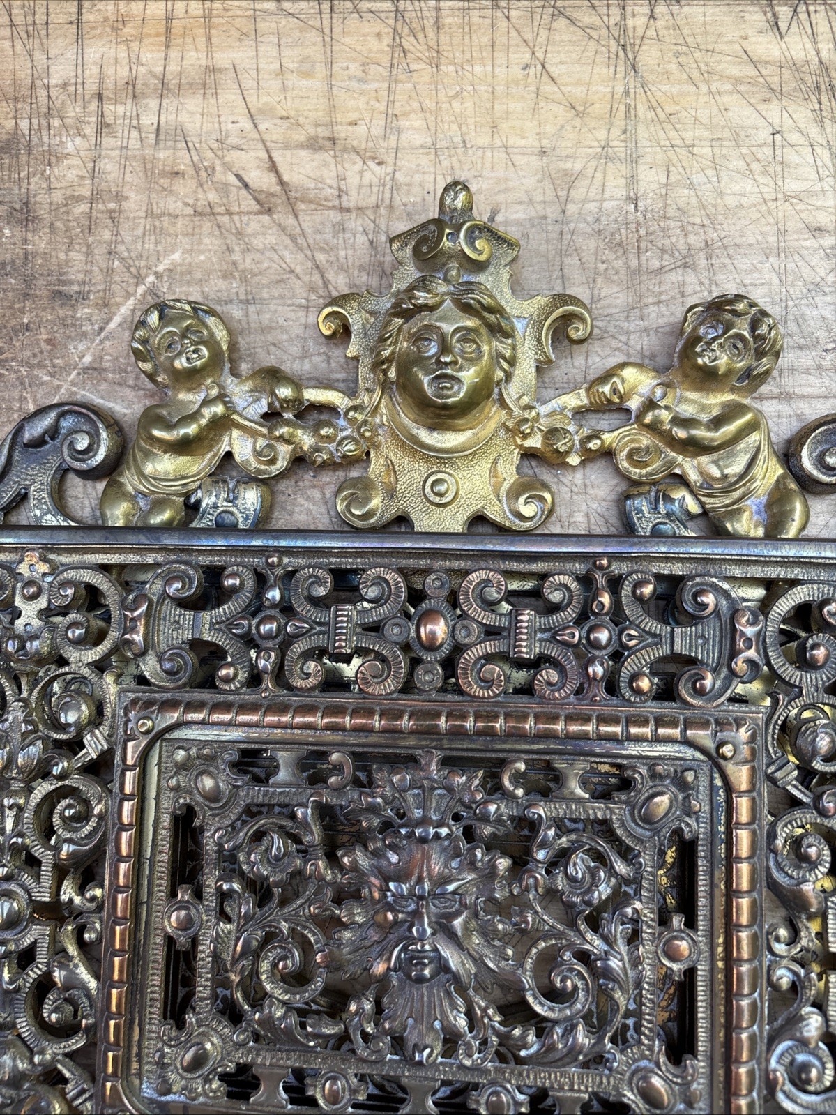 Antique Ornate Renaissance Design Solid Brass Wall Mounted Mail/ Magazine Holder