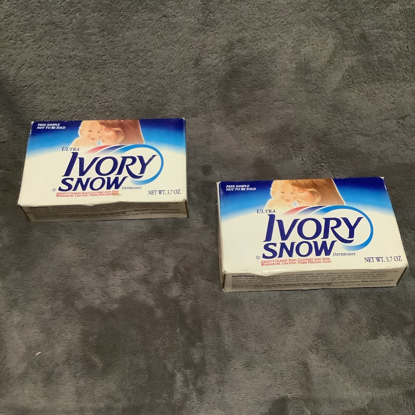 Vtg 2 ULTRA IVORY SNOW Laundry Detergent Soap Powder Movie Prop Sample Sz 3.7oz