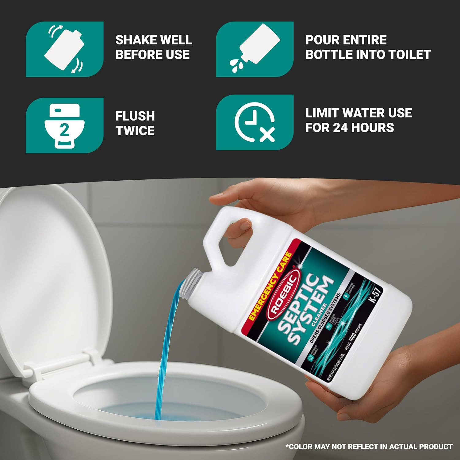 K-57-H K-57-H-3 Septic System Treatment: 1/2 Gallon, Clears Clogs, Restores F…