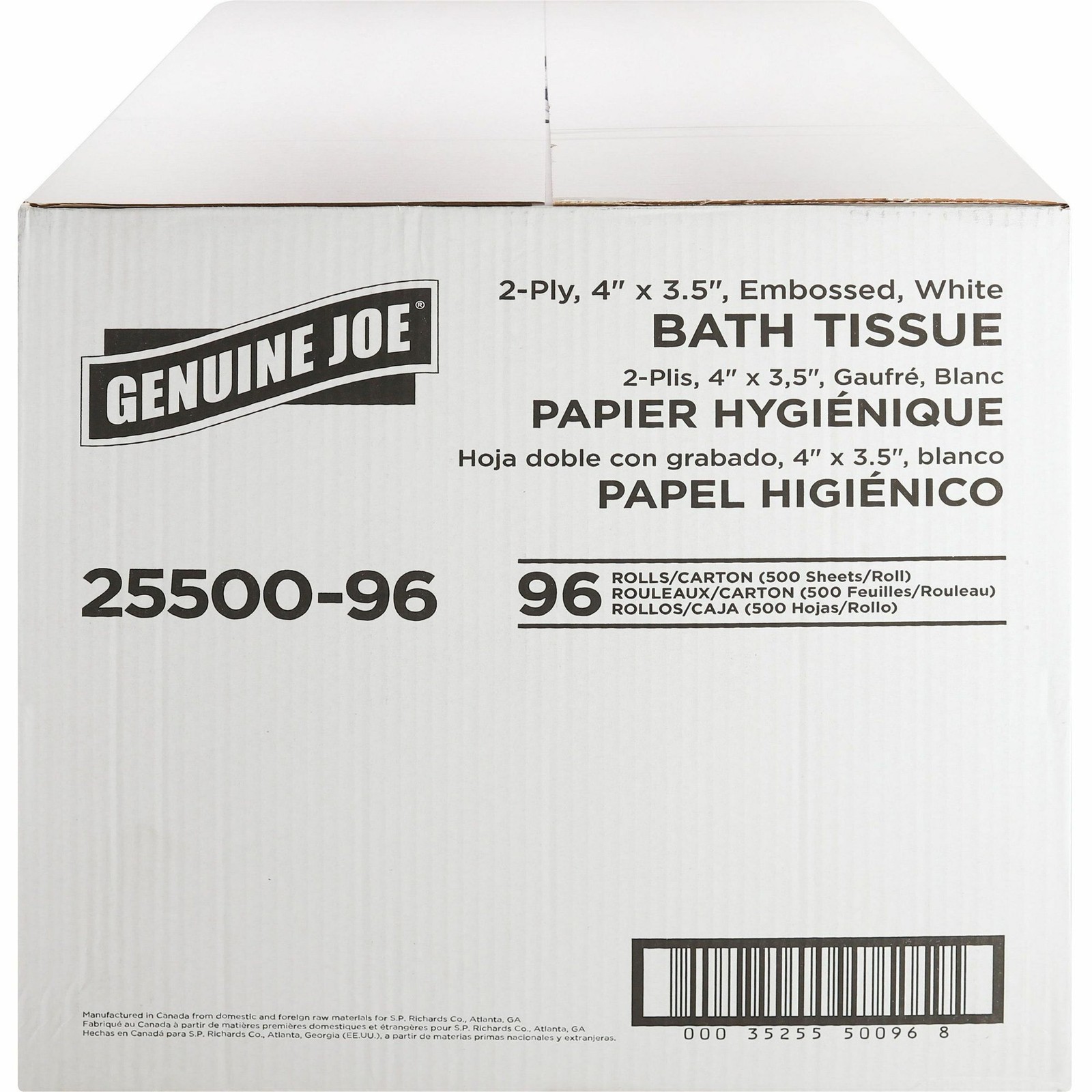 Genuine Joe Solutions, Bath Tissue Rolls, 2-ply, embossed, perforated