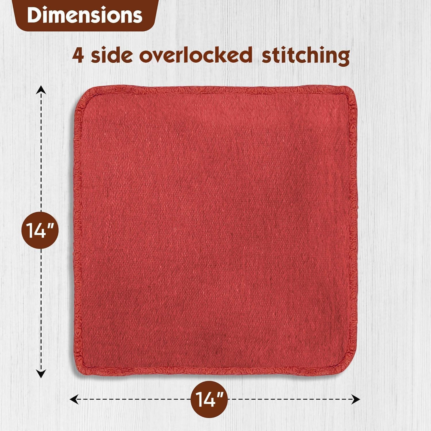 25 Pack 14×14 Cotton Shop Towels Red Reusable Mechanic Cleaning Rags Bulk