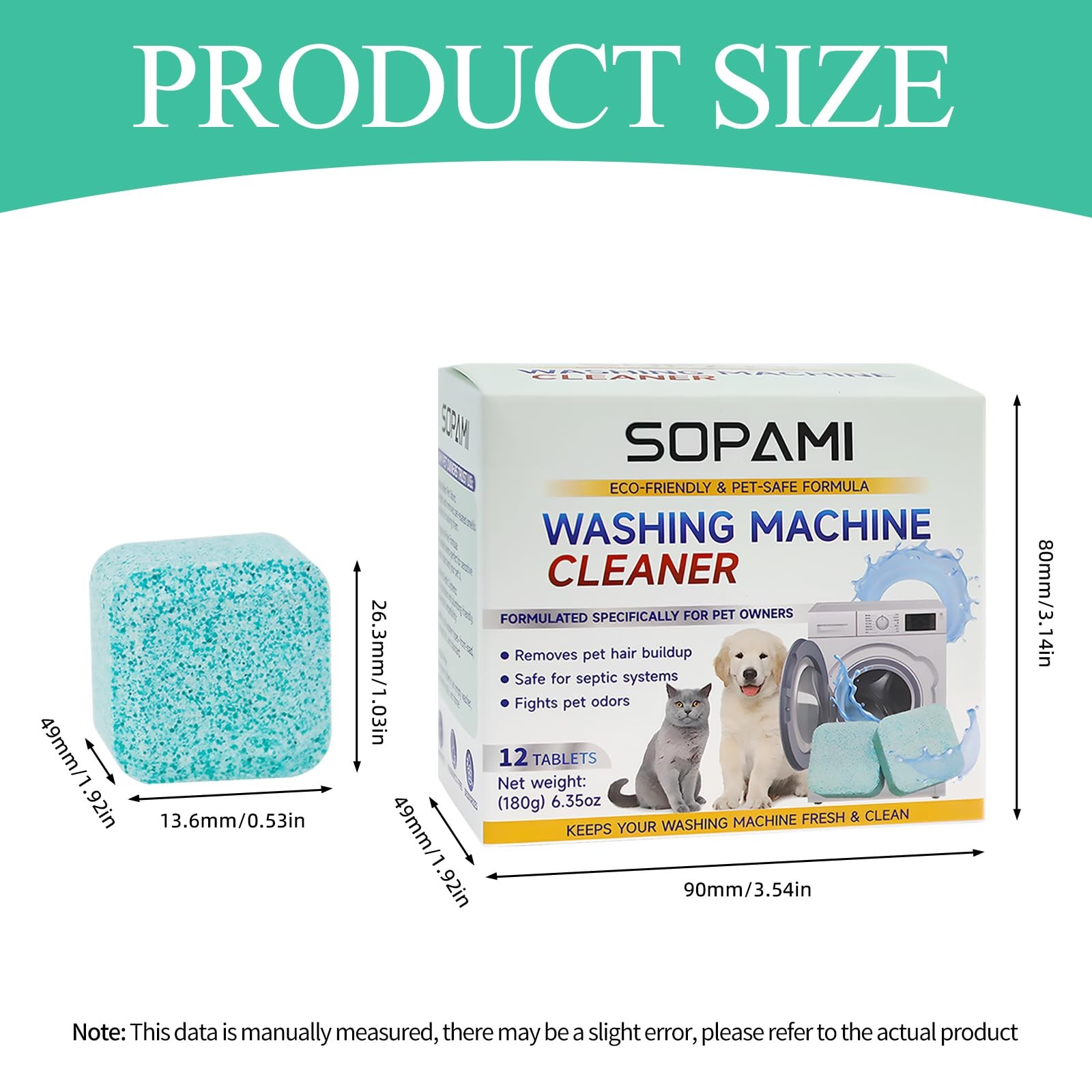 SOPAMI Washer Cleaner Tablets 12-Pack deep clean Pet 12 Count (Pack of 1), 1P