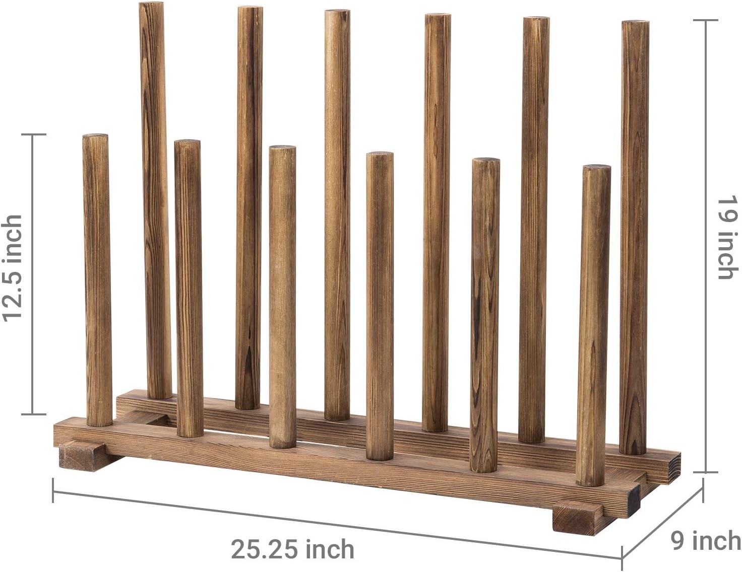 MyGift Rustic Burnt Brown Solid Wood Floor Standing Boot Holder Rack