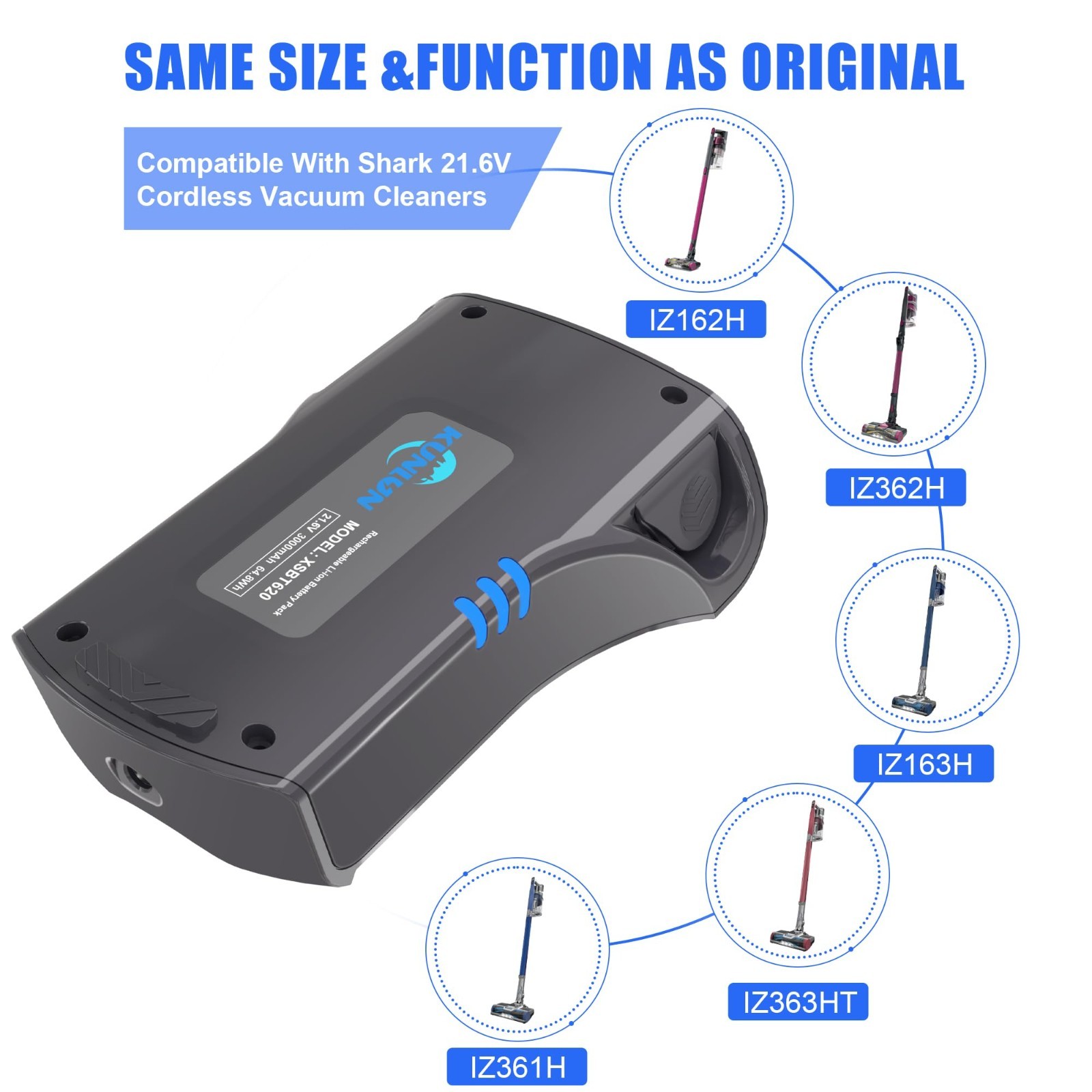 High-Capacity 21.6V Li-ion Replacement Battery for Shark IZ363HT IZ362H IZ361H I